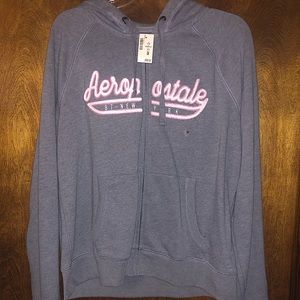 Brand new, women’s, XL, charcoal grey, Aeropostale script full-zip hoodie